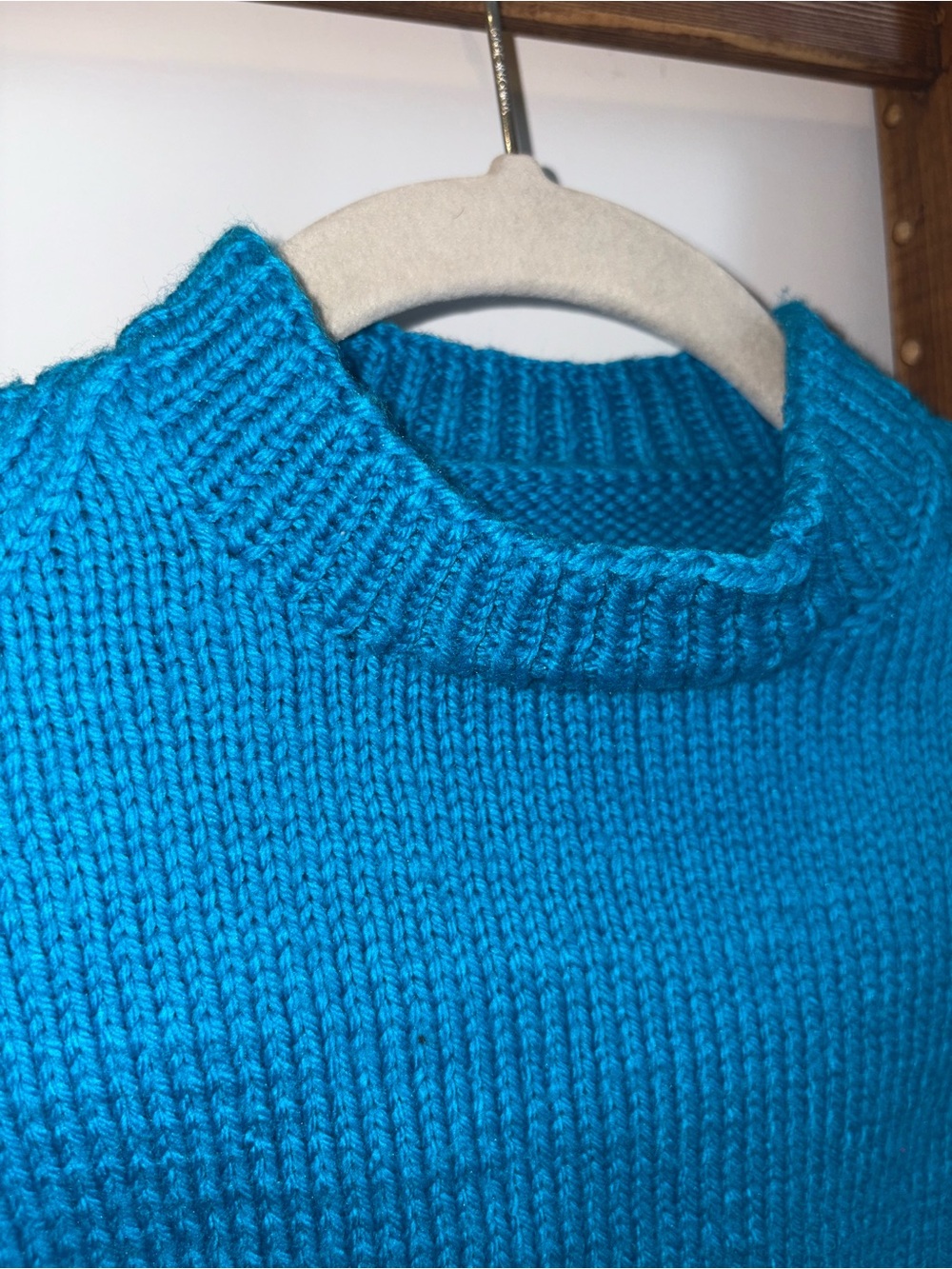 Handmade Knit Blue Crewneck Pullover Sweater Truck Motif Toddler Boy - Picture 4 of 9